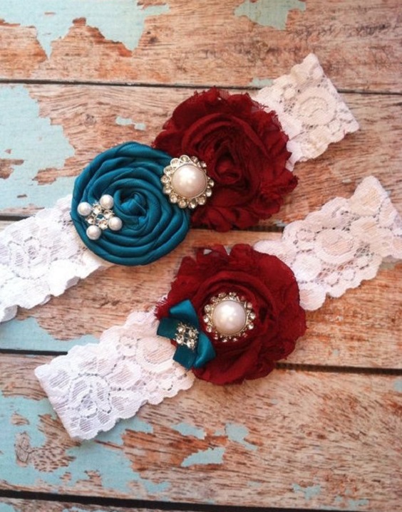 teal and red wedding garter for teal red teal fall wedding colors