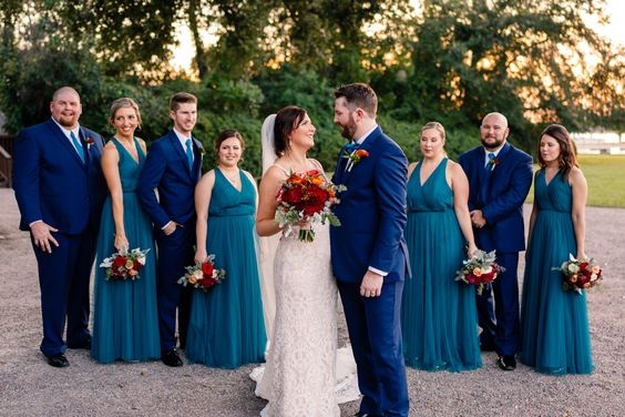 teal bridesmaid dresses navy blue grooms attire for teal navy blue teal fall wedding colors