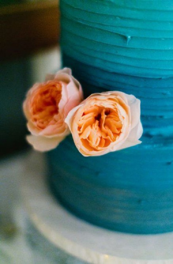 teal wedding cakes and peach cake topper for teal peach teal fall wedding colors
