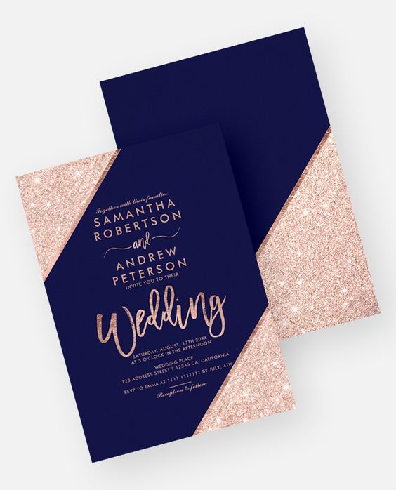 rose gold and navy blue wedding invitations for gorgeous rose gold and navy blue wedding