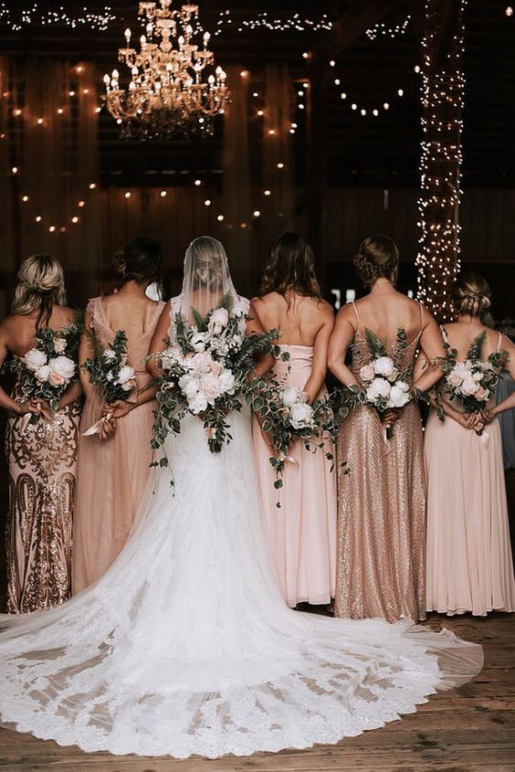 rose gold wedding bridesmaid dresses for rustic rose gold and navy blue wedding