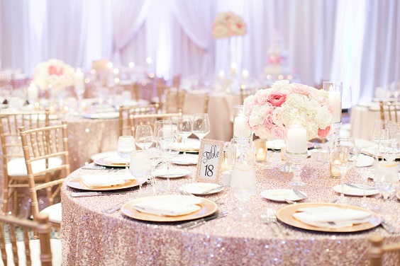 rose gold wedding tablescapes for spring rose gold and navy blue wedding