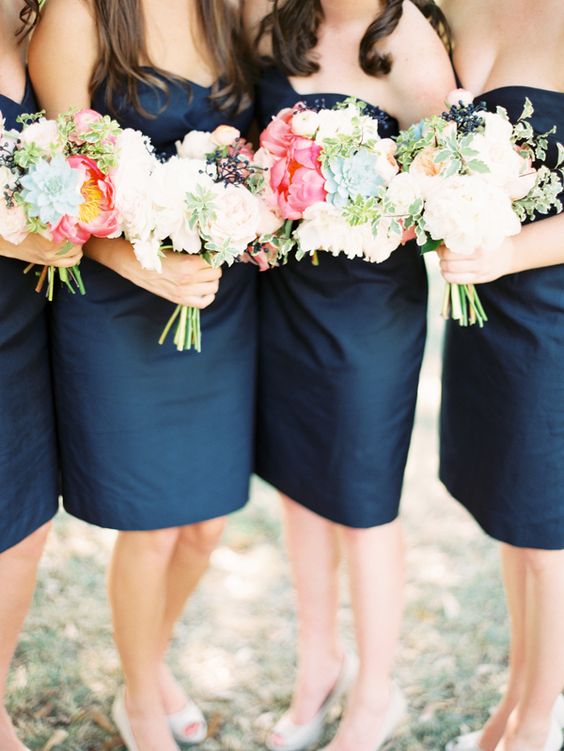 navy blue bridesmaid dresses for summer rose gold and navy blue wedding