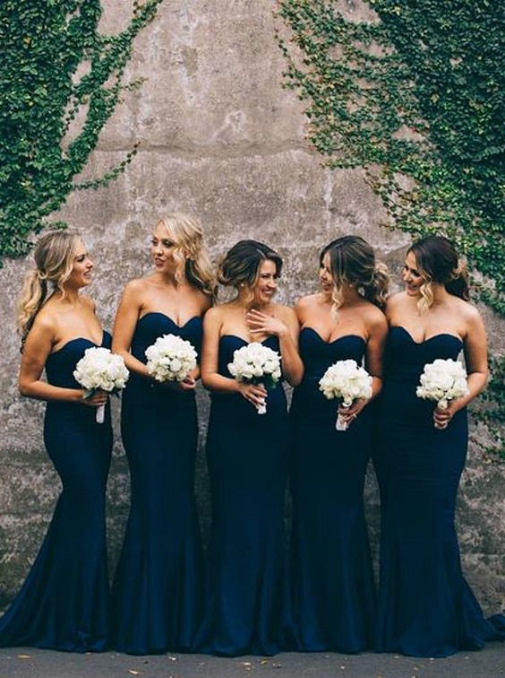 Navy blue sales wedding bridesmaid dresses