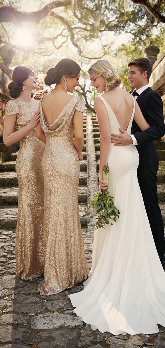 white bridal gown gold bridesmaid dresses black men suit for black white gold wedding color