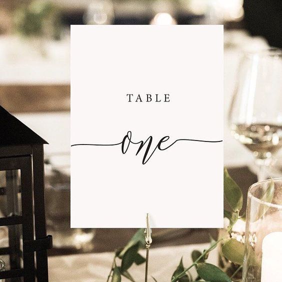 white table number for black white green wedding color