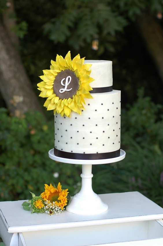 white black wedding cake white yellow flower decoration for black white yellow wedding color