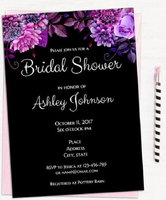 black and purple wedding invitation for black white purple wedding color