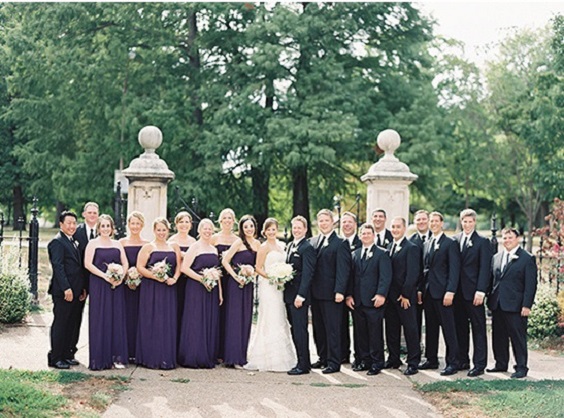 white bridal gown black men suit purple bridesmaid dresses for black white purple wedding color
