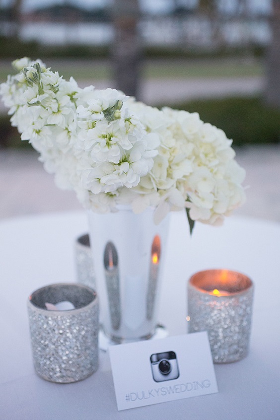 grey and white table setting for black white grey wedding color