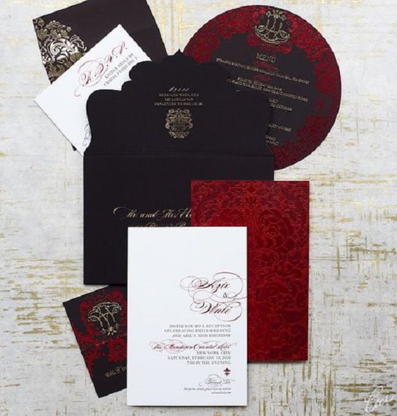 red black and white invitations for red and black wedding colors red black and white