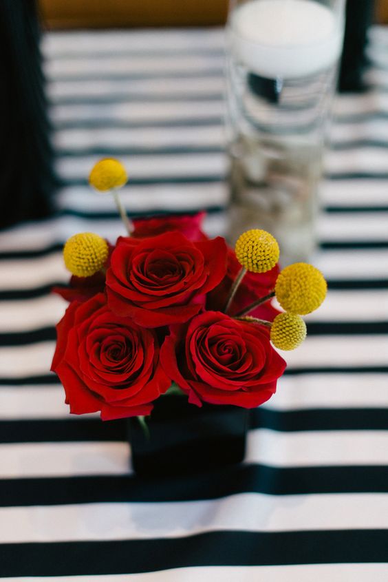 black white tablecloth red and yellow flower decoration for red and black wedding colors red black and yellow
