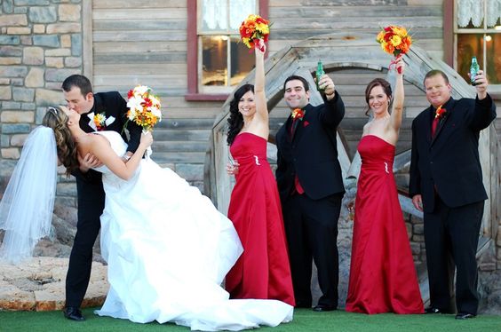 red bridesmaid dresses and black mens suit for red and black wedding colors red black and yellow