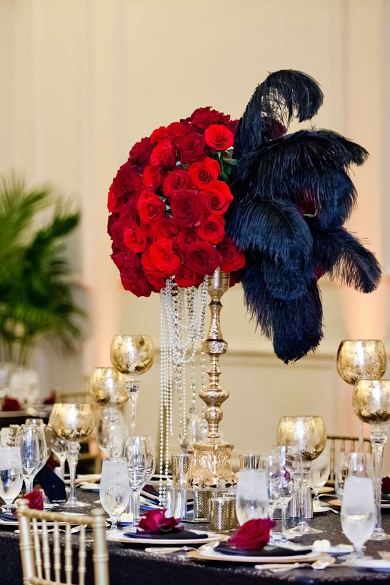 red and black centerpiece for red and black wedding colors red black and gold