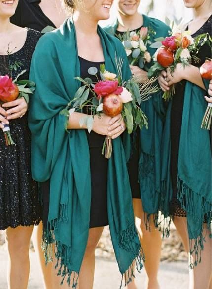 navy blue bridesmaid dresses with teal shawls for navy gold and dark teal wedding color combo
