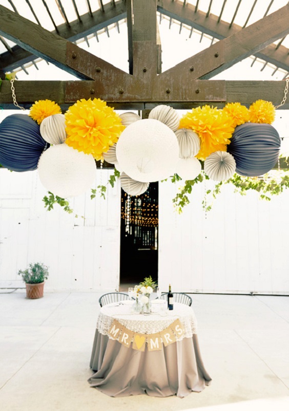 navy blue yellow ceremony arch