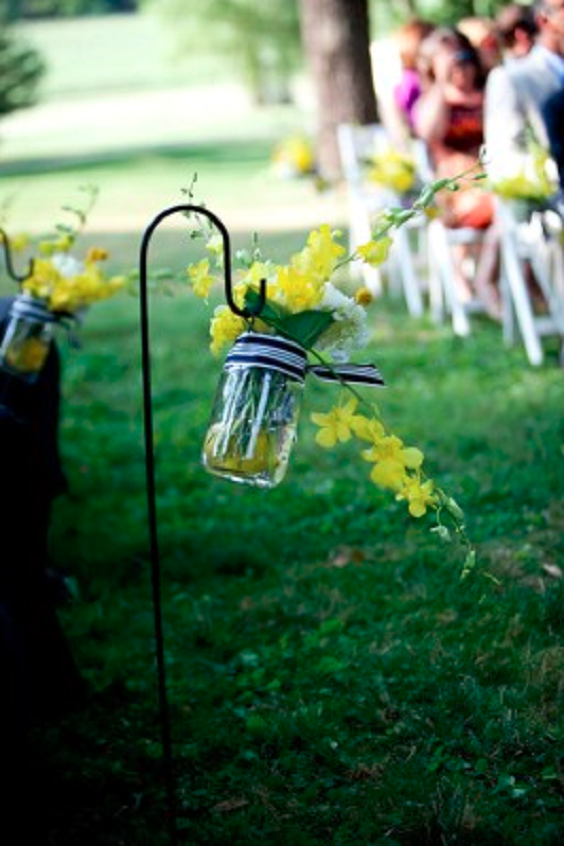 mason jar centerpieces with yellow flowers