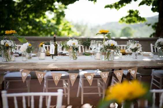 white yellow table decorations