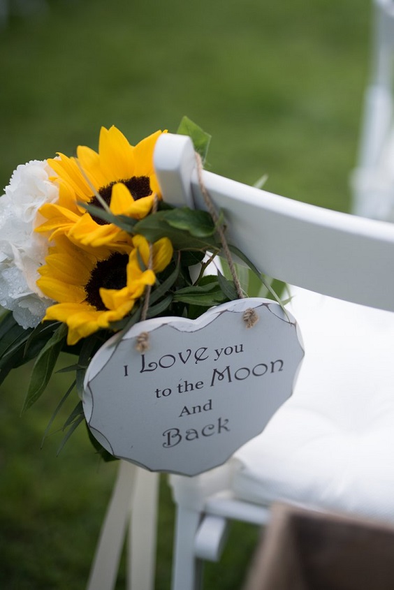 white yellow wedding chair sashes