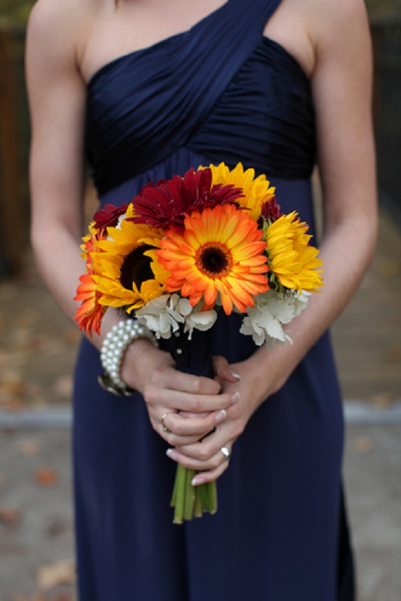 navy and orange bridesmaid dresses