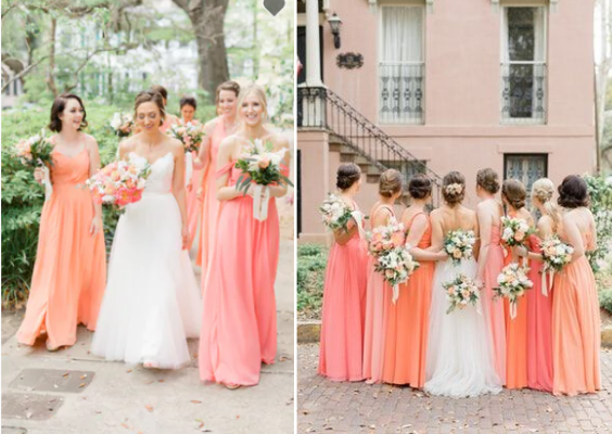 white bridal gown coral and peach bridesmaid dresses for navy blue and coral wedding color navy coral peach