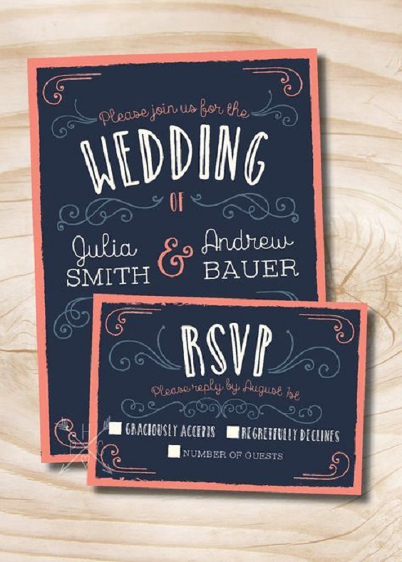 navy wedding invites with coral frame for navy blue and coral wedding color navy coral outdoor
