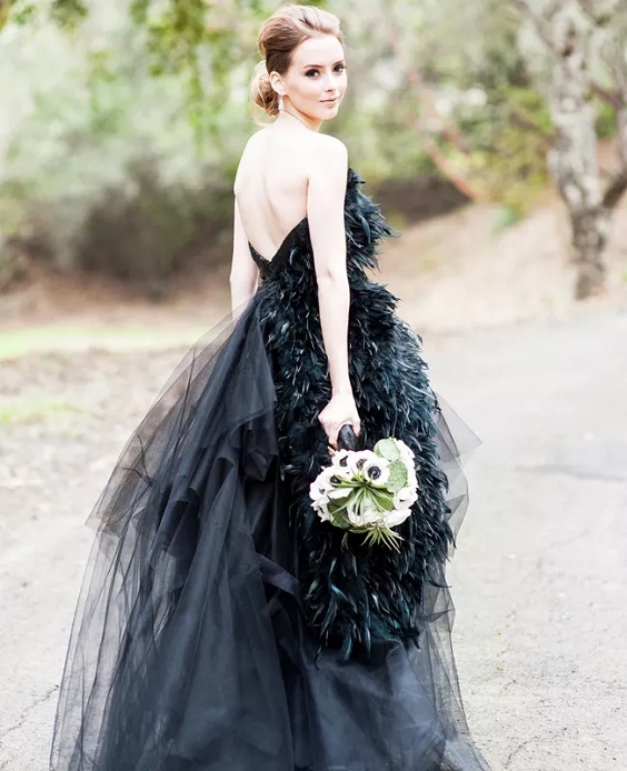 black bridal gown for black gold green black and gold wedding