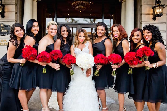 black and gold bridesmaid