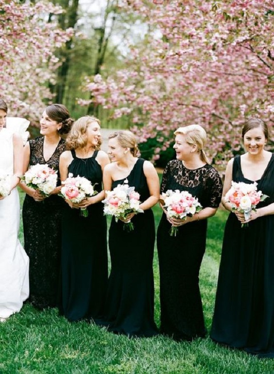 black bridesmaid dresses for black gold rose black and gold wedding