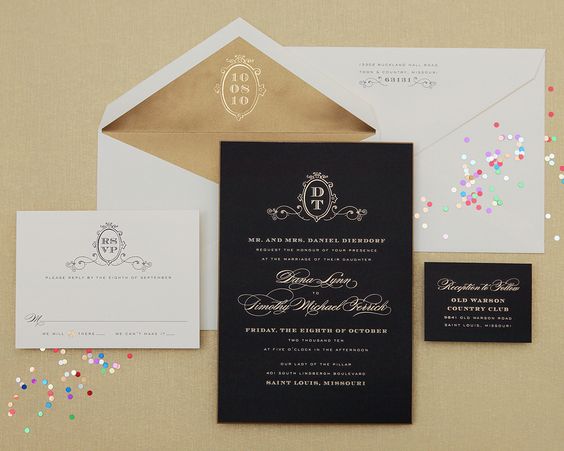 black and gold invitations for elegant black and gold wedding