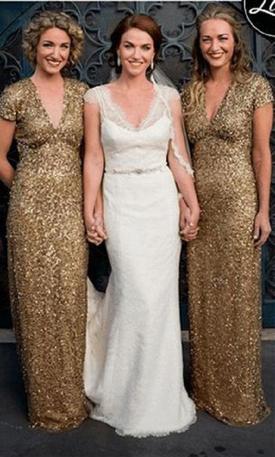 gold bridesmaid dresses for elegant black and gold wedding