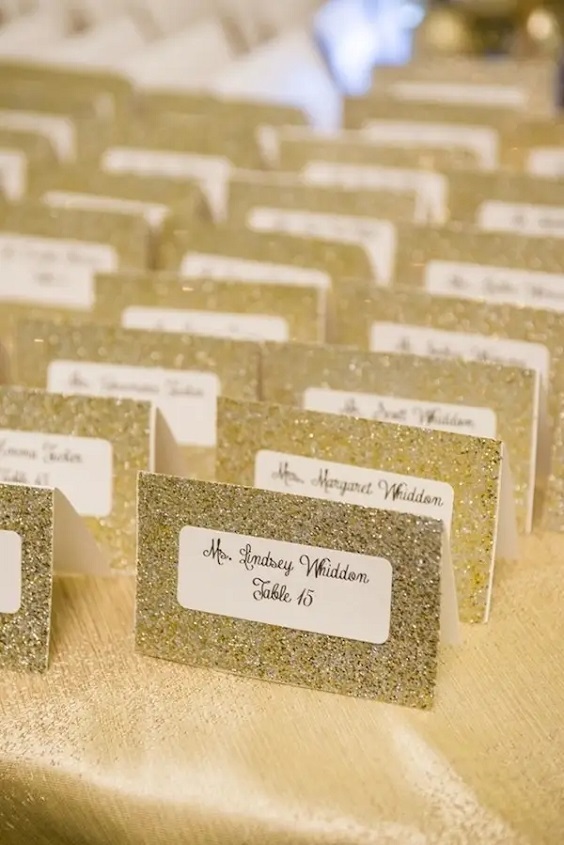 gold table numbers for fall black and gold wedding