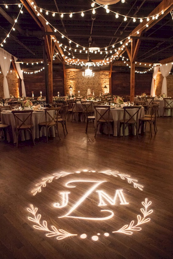 wedding lights for winter wedding in country barn
