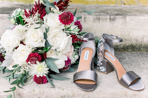 grey wedding shoes for spring wedding in country barn