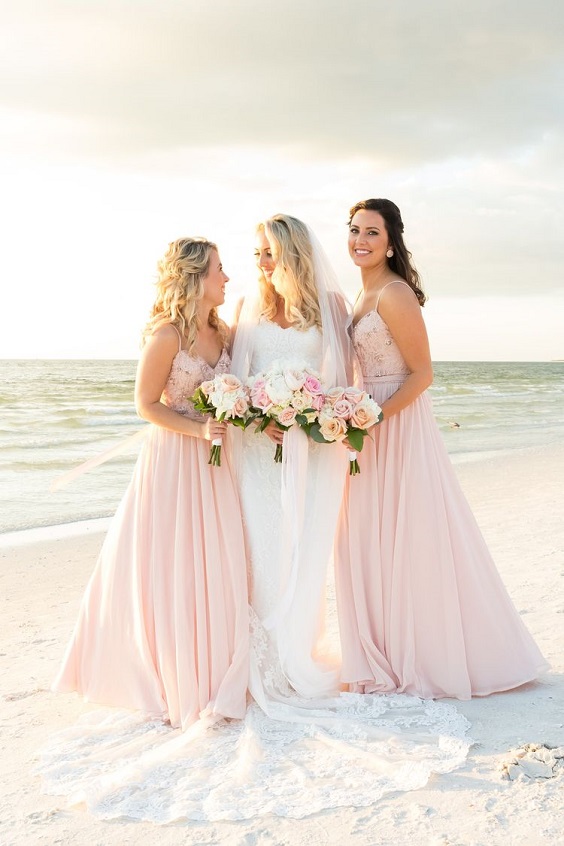 blush wedding bridesmaid dresses for blush and orange simple beach wedding
