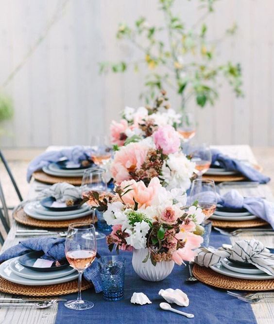 blush and navy blue wedding table decorations for navy blue and blush simple beach wedding