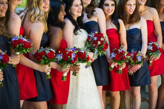 red and blue bridesmaid dresses for red and blue simple beach wedding