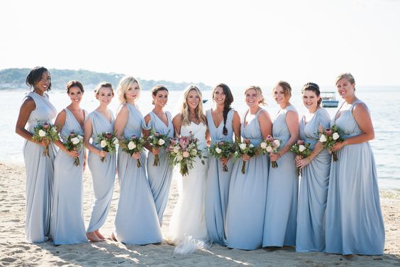 Blue beach 2025 bridesmaid dresses