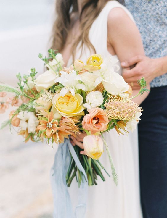 yellow and green wedding bouquets for yellow and green simple beach wedding
