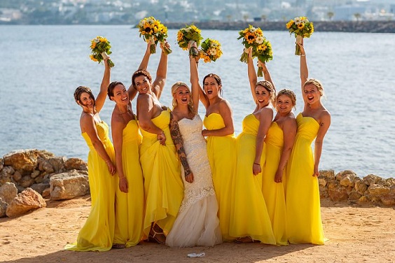 yellow wedding bridesmaid dresses for yellow and green simple beach wedding