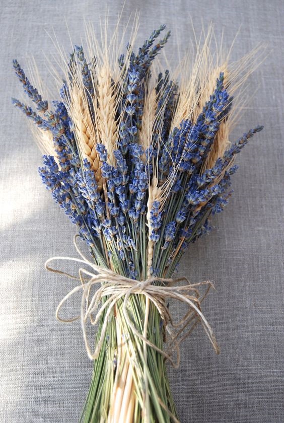 lavender and wheat bouquet for rustic outdoor wedding colors lavender and wheat