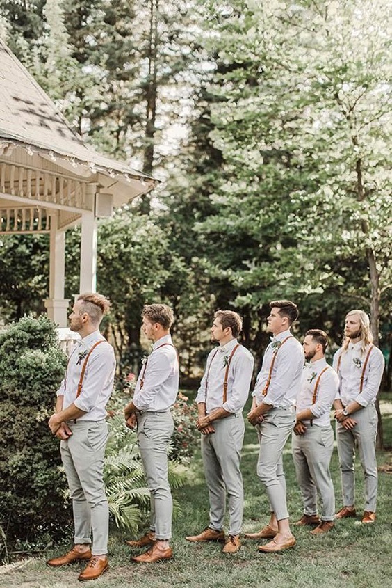 groomsmen attire for rustic outdoor wedding colors sage green and terracotta
