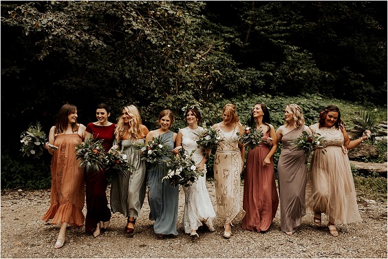 sunset color bridesmaid dresses