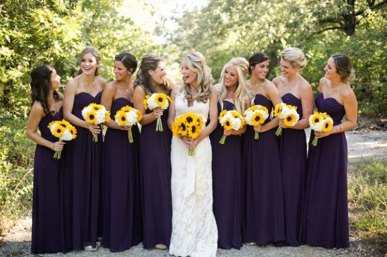 Purple and yellow wedding bridesmaid dresses new arrivals