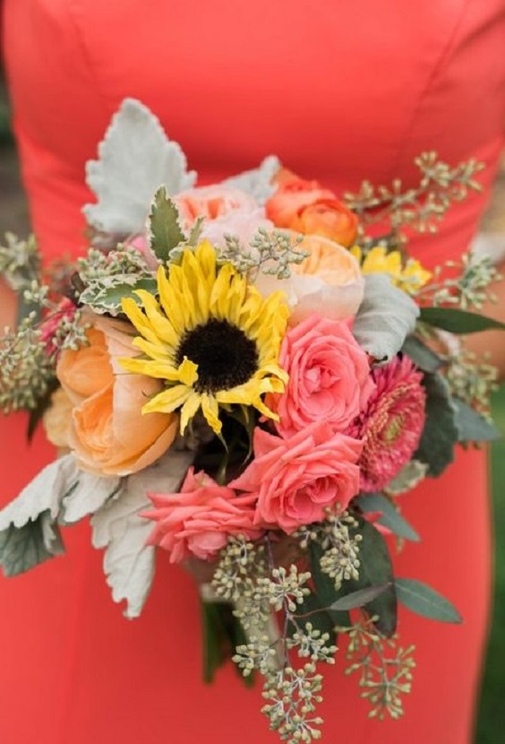 Colors Wedding Sunflower and Pink Rose Wedding, Pink