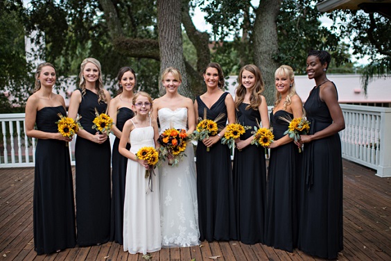 black bridesmaid dresses sunflower bouquet for sunflower and rose wedding sunflower and black rose