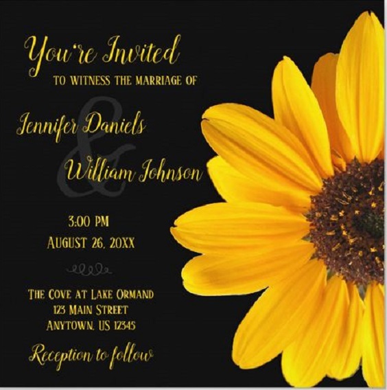 black wedding invites with sunflower for sunflower and rose wedding sunflower and black rose