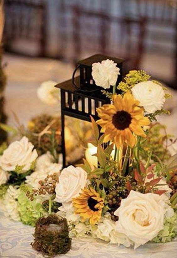 white roses and sunflower wedding tablescape for sunflower and rose wedding sunflower and white rose