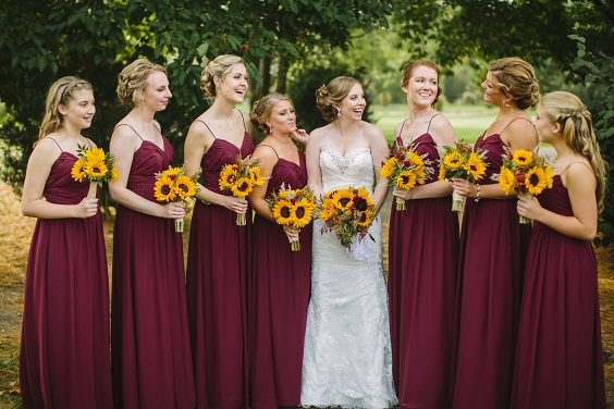 burgundy sunflower dress