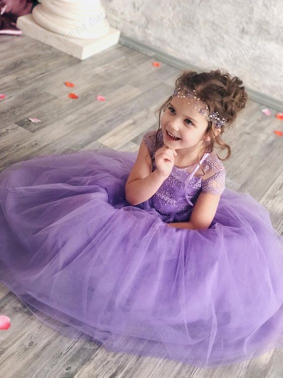 lavender wedding flower girl dress for purple and lavender country chic wedding